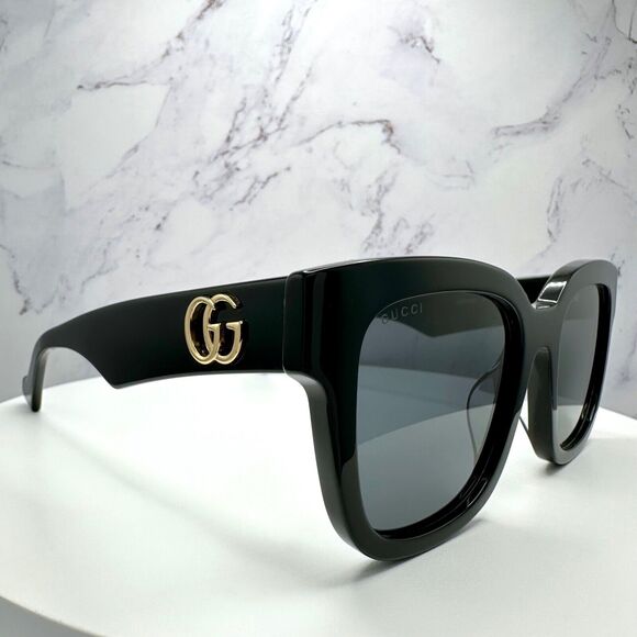 New Gucci Sunglasses Black Gold Square - Picture 16 of 16
